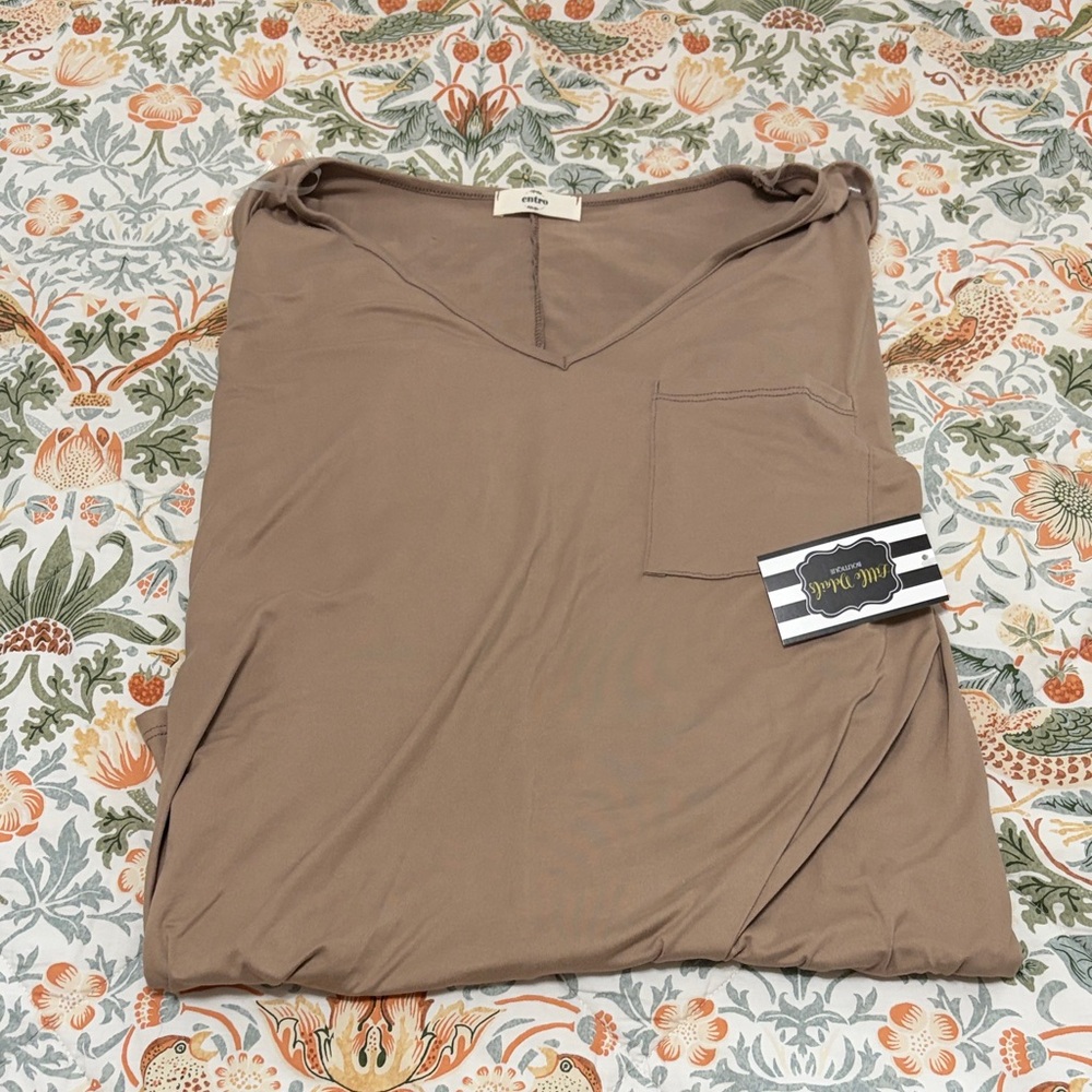 Entro Brown V-Neck Long Sleeve Top